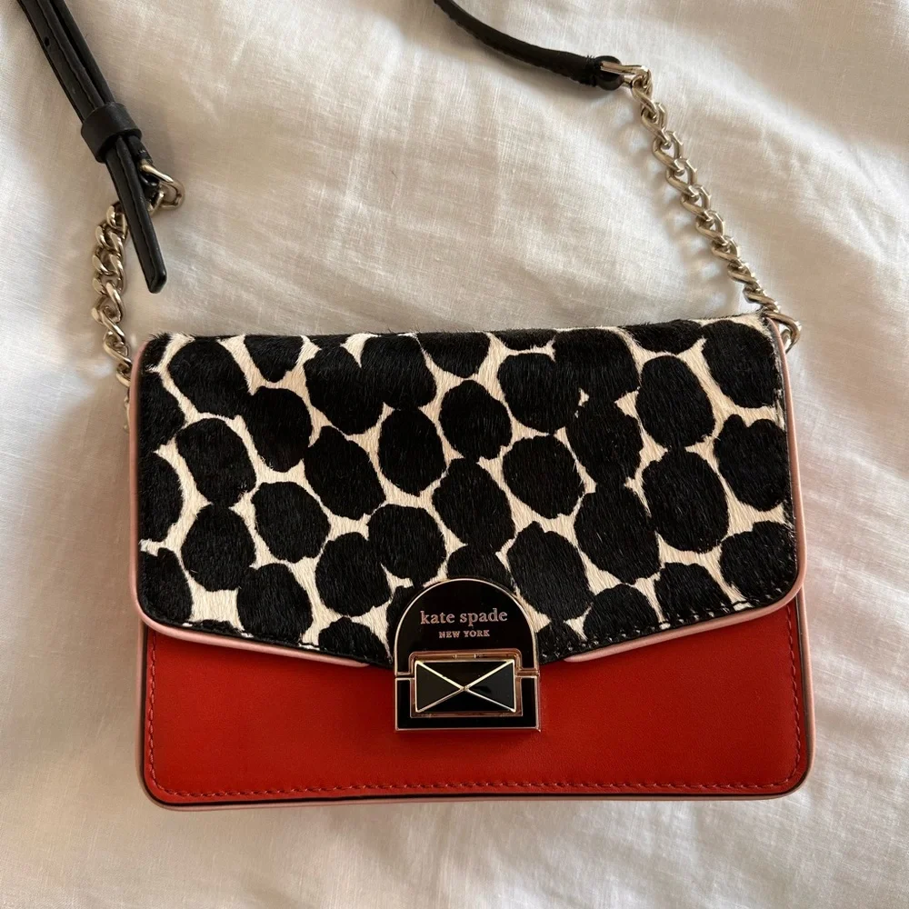 Like New kate spade Red and Black & White Giraffe Print Crossbody Bag